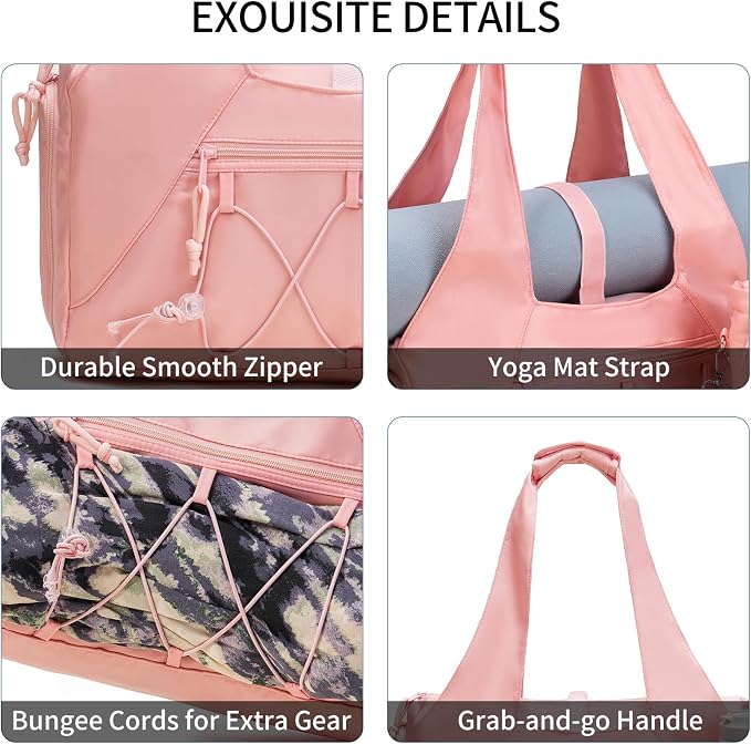 Handbag for Women Yoga Bag Large Capacity Yoga Pad Buckle with Shoe Compartment Water Bottle Sports Gym Bag Travel