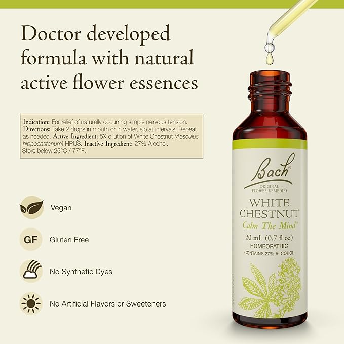 Nelson Bach Original Flower Remedies, White Chestnut, Calm The Mind, 0.7 Fl Oz, 20 Ml (Pack of 1)