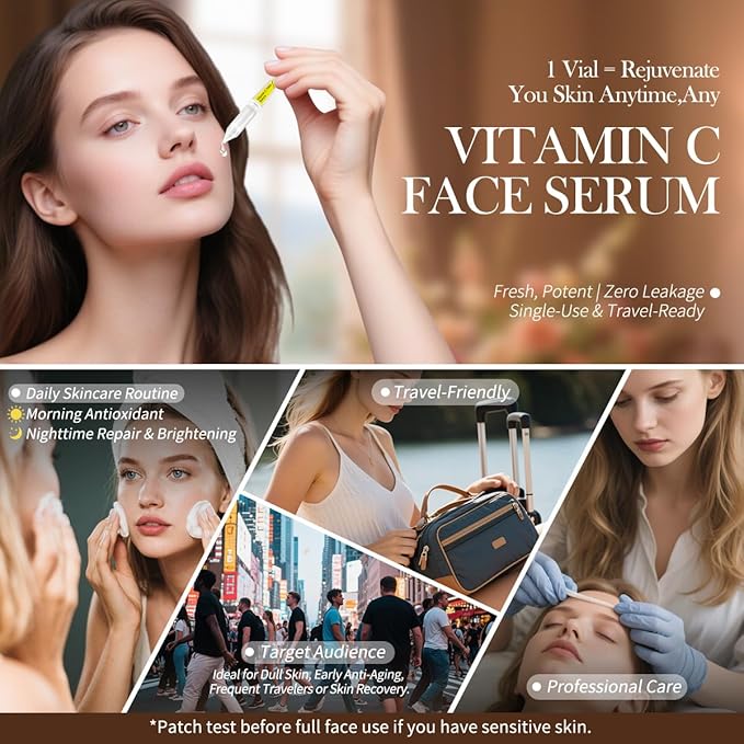 Autumn/Winter Care | BACHERI Vitamin C + Hexapeptide Face Serum – AM/PM Ampoule Duo for 25+ Skin – Brightening, Hydrating, Firming & Anti-Aging Facial Serums for Dry, Sensitive & Early-Aging Skin