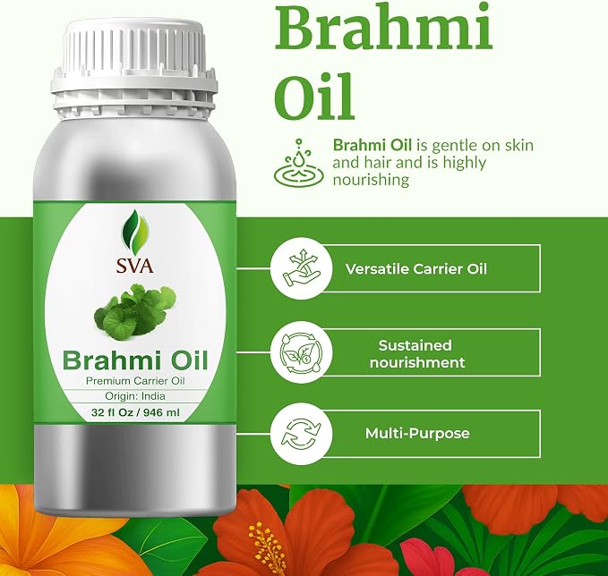 SVA Brahmi Oil - 32 Fl Oz - for Face, Skin Care, Hair Care, Scalp Massage & Body Massage