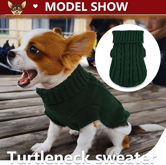 2 Pack Dog Sweaters for Small Dogs, Chihuahua Yorkie Sweater, Puppy Clothes Winter Warm Pullover Clothing, Pet Cat Cold Weather Puppy Cold Outfits