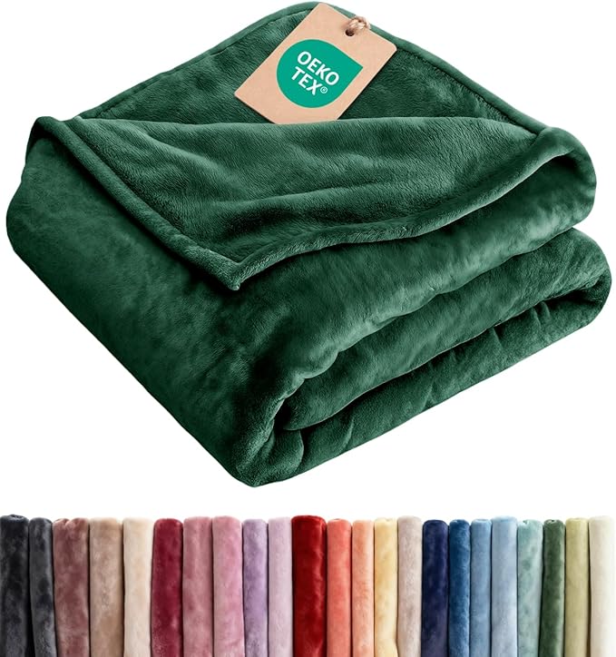 Fleece Blanket Kids Size - Ultra-Soft Flannel Fleece Blanket - Forest Green | Soft, Warm, Outdoor Picnic Blanket for Camping, Travel, Lightweight, Cozy, Anti-Static, Home Decor Gifts for Men & Women
