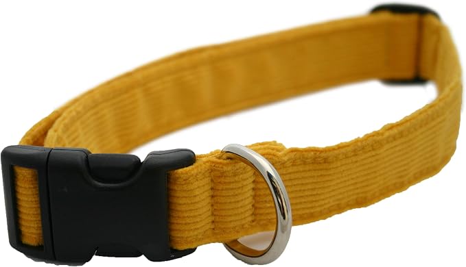 Hemp Corduroy Dog Collar - No Pattern (1/2" Small, Marigold)