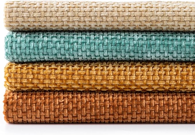 MIULEE Soft Decorative Chenille Fall Pillow Covers Beige Orange Teal 20x20 | Pack of 4，Rustic Home Decor, Retro Vintage Set, Couch Throw Pillows, Farmhouse Boho Cushion Covers for Sofa Bed Living Room
