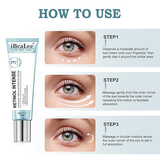 Temporary Tightener Eye Cream-Instantly Reduces Under- Bags, Dark Circles & Wrinkles, Anti-Aging with Retinol & Hyaluronic Acid, Under Eye Creams Suit Women Men Firm Smooth firming Non-Greasy-ABCNBA