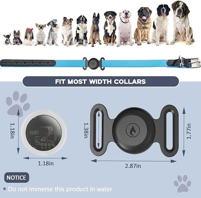 GPS Tracker for Dogs, Mini GPS Pet Tracker with Silicone Cover, IPX8 Waterproof GPS Tracker for Kids,No Monthly Fee,Work with Apple Find My(iOS Only),Smart Tracker for Dogs Finder Tracker Pets-Black-3