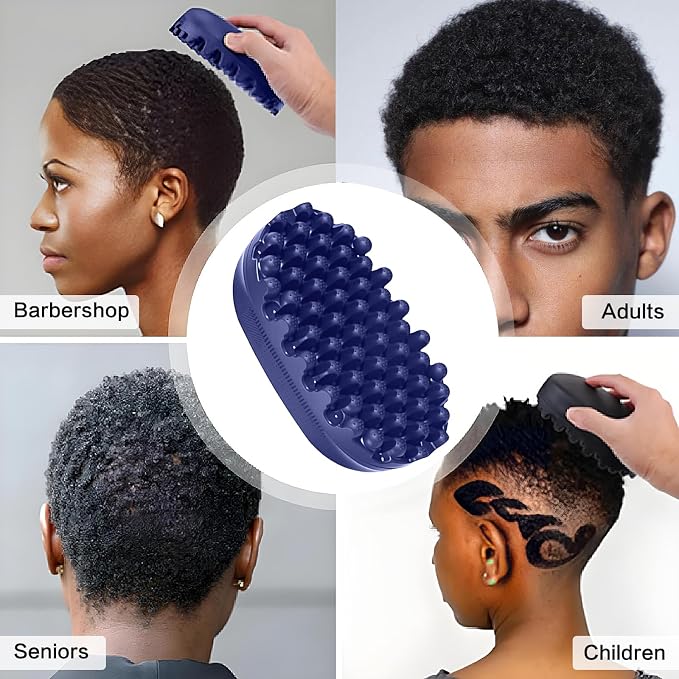 Rubber Curling Hair Brush，Premium Twist Tool for Afro Hair，Ideal for Curly, Coiled, 4C Hair，Quick & Easy Styling，Blue