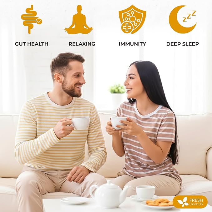 FreshDrinkUS, Premium 75 Tea Bags Tulsi Chamomile Lemongrass Herbal Tea | Blend with Holy Basil, Chamomile Flowers & Lemongrass Leaves – Naturally Caffeine-Free, Soothing Herbal Infusion. Vegan