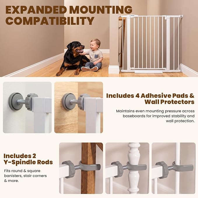 Mumeasy 36" Extra Tall Dog Gate,29.7"-40.5" Baby Gate for Stairs & Doorways