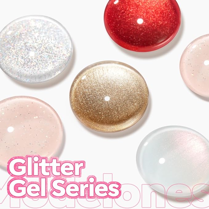 modelones Glitter Rosy Pink Gel Nail Polish PGlitter Gel Nail Polish Soak-Off UV Gel Polish - 28+ Days Long-Lasting Salon-Quality Nail Art DIY Manicure & Gift 15ML