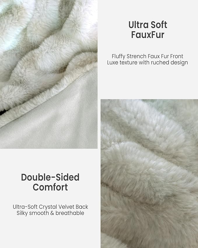 Ultra Soft Cozy Faux Fur Throw Blanket, Fuzzy Plush Thick Bubble Blanket, Luxury Fluffy Blanket for Couch, Sofa, Bedroom, and Living Room, 60x80 Inches,Tie-Dye Cream Beige