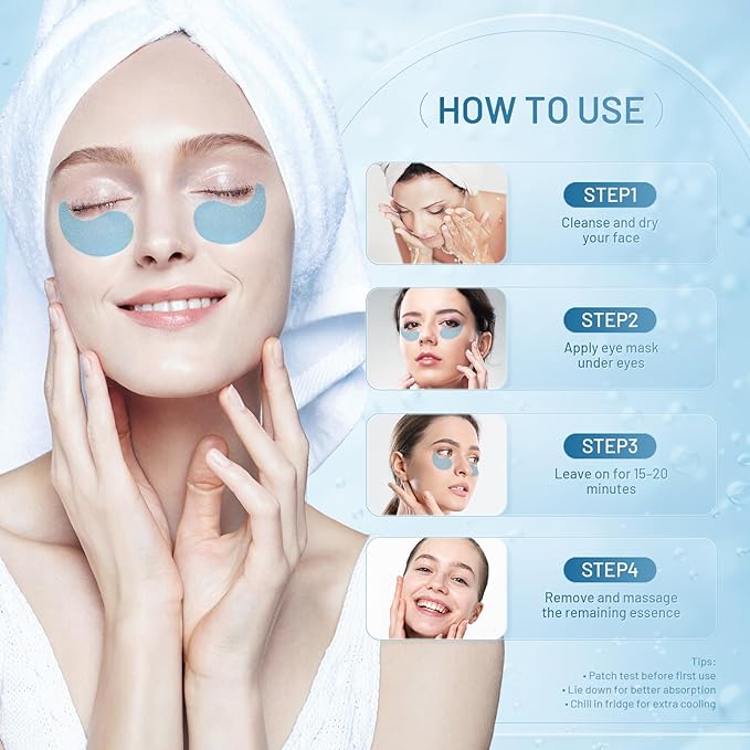 Under Eye Patches Masks - Reduce Puffy Eyes, Dark Circles,Undereye Bags, Wrinkles,Infused Peptide Collagen and Hyaluronic Acid,Vegan Cruelty-Free Self Care 32 Pairs