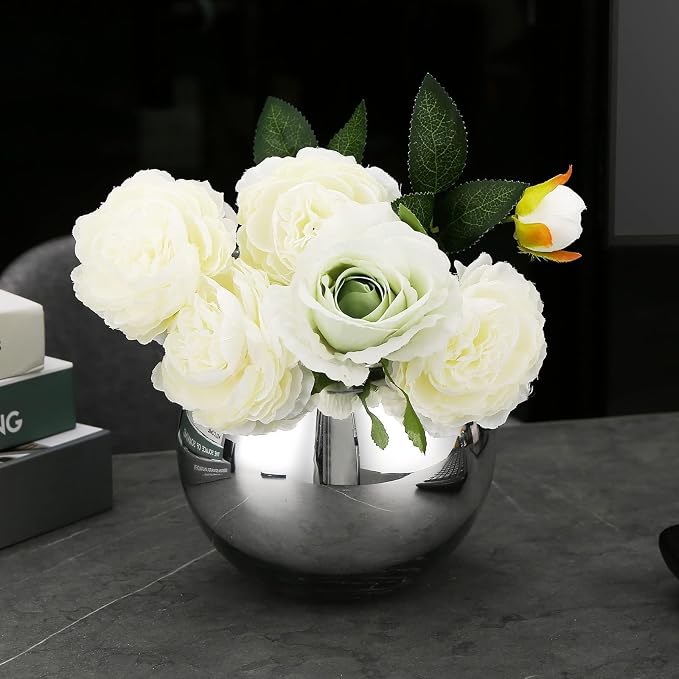SNDEC Cubicle Accessories, 6'' Glass Candy Dish Desk Mirror to See Behind You, Home Office Aesthetic Table Vases Flower Pot, Cubicle Convex Desk Rearview Mirror Monitor