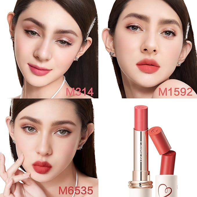 CARSLAN Valentine's Day Gift Matte Lipstick Set Hydrating Lip Color Makeup, Highly Pigmented Lipstick with Moisturizing Formula, Lightweight, Smooth (3count)