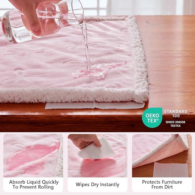 Pet Blankets for Cats - Waterproof Cat Blanket Washable - Sherpa Fleece Puppy Blanket, Soft Plush Reversible Throw Protector for Bed Couch Car Sofa, 30"X40", Pink Bows