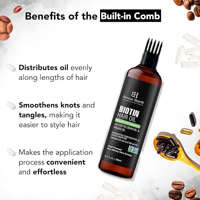 Botanic Hearth Hair Oil for Hair Growth & Hair Treatment Oils| Strengthening Dry, Frizzy, Damaged Hair & Scalp Treatment | Biotin Hair Oil – 6.7 Fl Oz