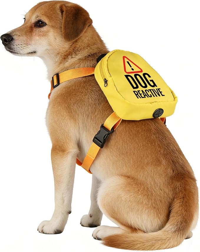 Reactive Dog Backpack Dog Reactive Travel Bag Dog Walking Slogan Puppy Snack Storage (Dog Reactive)
