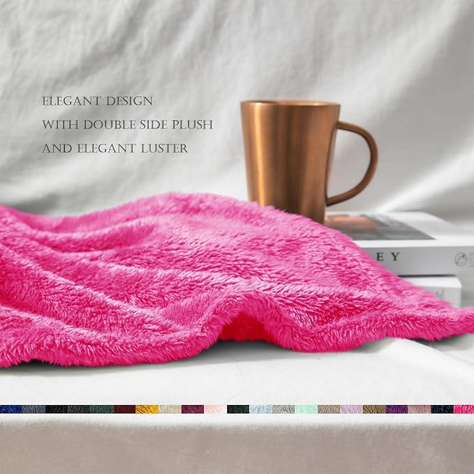 Exclusivo Mezcla Fuzzy Plush Fleece Bed Blanket King Size, Hot Pink | 104x90 Inches, Super Soft and Cozy Bed Blanket, Fluffy Decorative Bedding for Livingroom, Bedroom, All Season