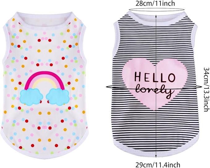 choyaxo 4pcs Dog Shirts Sleeveless Printed Pet Vest for Chiuahaha Small Dogs Kitten Spring Summer