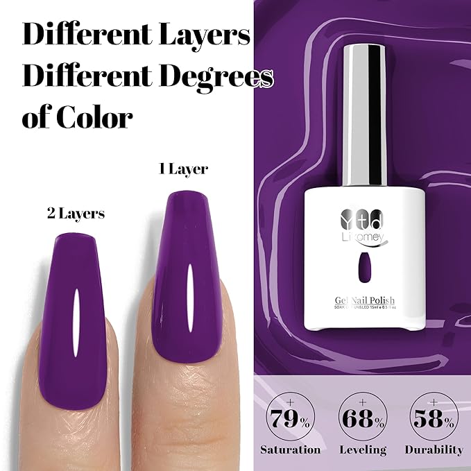 YTD Likomey Lavender Purple Gel Nail Polish,15ml Salon Home DIY Nail Art Manicure and Pedicure Fall Winter UV Color Varnish,CS462