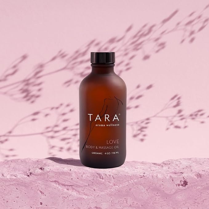 TARA Spa Therapy Love Body & Massage Oil – Premium Organic Oil for Nurturing & Sensuality, 100% Pure Essential Oils, Rose, Jasmine & Ylang Ylang, 4 oz