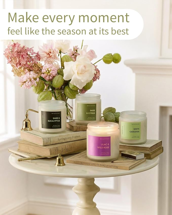 M&SENSE Lavender Candles, Large 11.6oz Natural Soy Wax, 70-Hour | Non Toxic Clean Burn, Aromatherapy Floral Scent for Spa Stress Relief Relaxation, Romantic Housewarming Gifts for Women