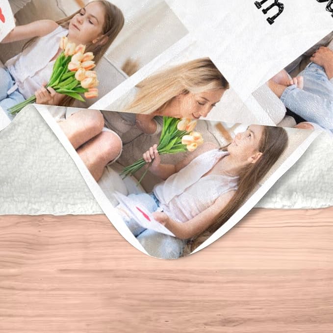 inkArts Custom Blankets with Photo, Personalized Mom Blankets, Customized Photo Blanket, Custom Picture Blanket, Personalized Birthday Gifts for Mom Baby Kid Family