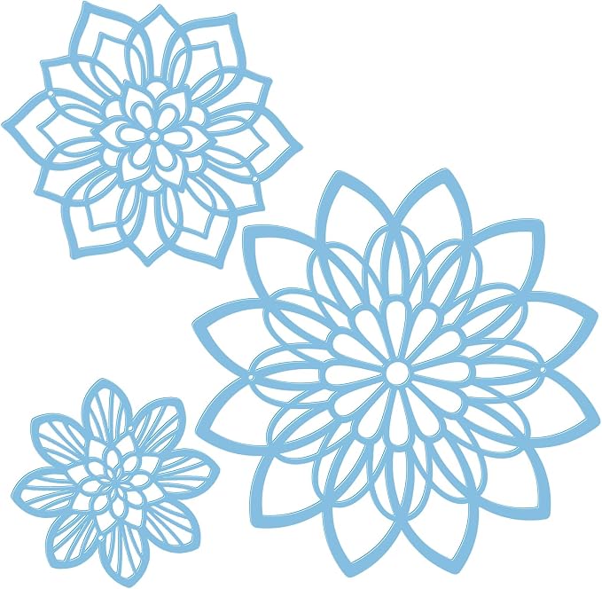 Zzbakress 3 Pcs Metal Flowers Wall Art Bathroom Wall Decor (Blue Elegant) | Farmhouse Flower Bathroom Decor Wall Decorations For Bathroom, Living Room, Office, Kitchen, Hallway And Outdoor