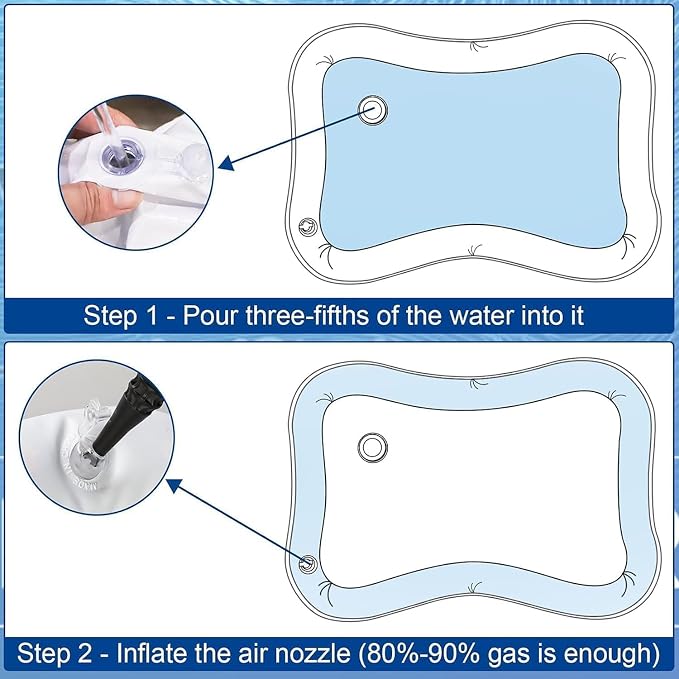 2 Pieces Upgraded Thickened Cat Water Mat,Interactive Cat Toy for Indoor Cats to Exercise, Hunting,Swatting, Anti-Scratch Leak Proof Foldable Water Sensory Play Mat with Fish for Pet Play