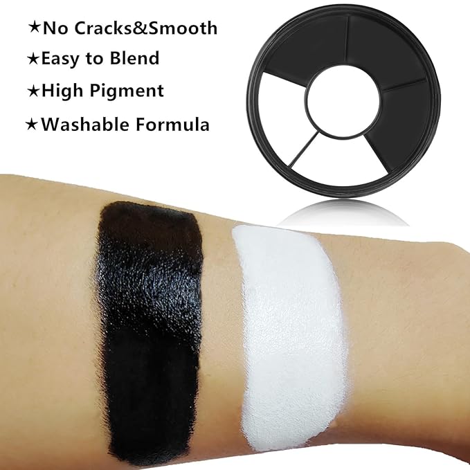 Go Ho Black and White Face Body Paint,Cream Washable Formula Face Painting for Halloween Cosplay,Body Paint SFX Makeup Palette,Professional Skeleton Skull Face Paint