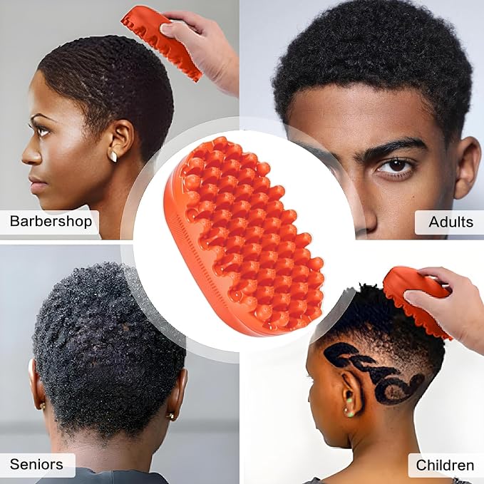 Rubber Curling Hair Brush，Premium Twist Tool for Afro Hair，Ideal for Curly, Coiled, 4C Hair，Quick & Easy Styling，Orange