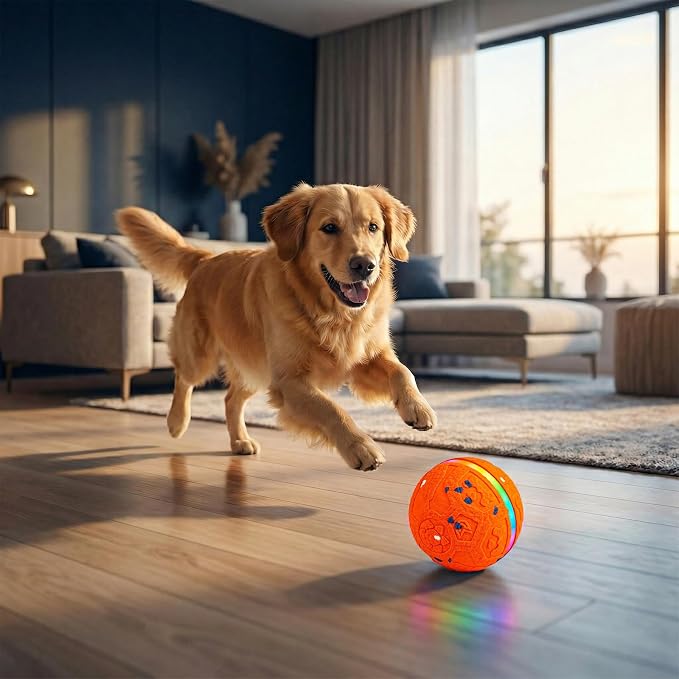 Interactive Dog Ball Toy[Newly Upgraded], 3 Modes, Sound & Vibration, USB-C