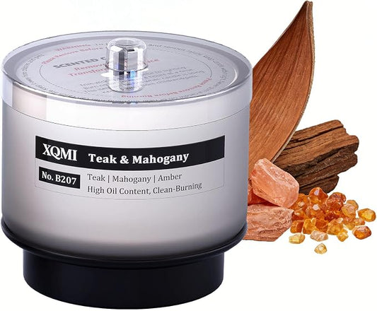 Smart Scented Candle Replaceable Refill with smart chip, Teak & Mahogany, 4.25oz Large Jar with up to 35 Hour Burn, Giftable
