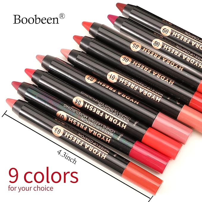 Boobeen Matte Lip Crayon Lipstik Pencil Velvety Creamy Matte Lip Liner Full Coverage High Pigment Waterproof Long Lasting Lipstick for Women, Matte Lip Color with Smooth (#08)