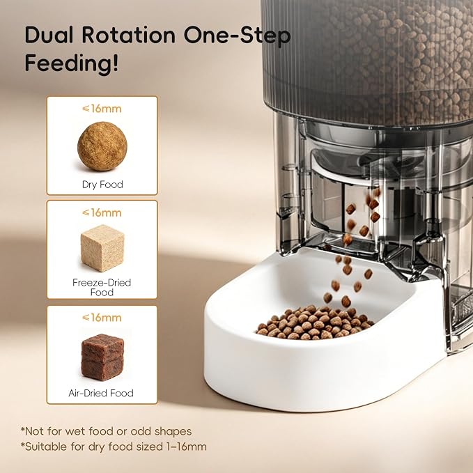 Automatic Cat Feeder, 4L/17 Cups Timed Dispenser for Cats & Dogs | Programmable 1-6 Meals & 1-9 Portions Daily, Stainless Steel Bowl, Anti-Jam Design, Dual Power Supply & Lock-Fresh Tech