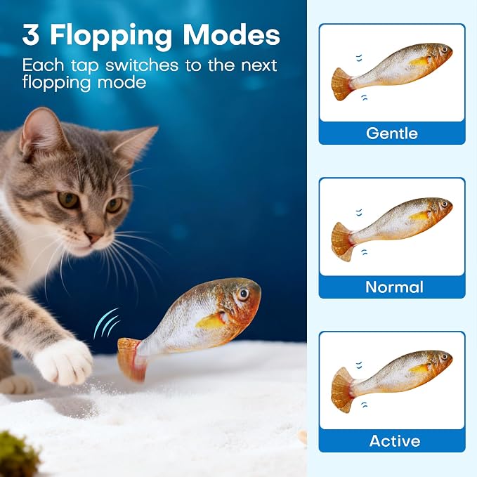 Potaroma Cat Toys Bite-Sized Flopping Fish with Catnip