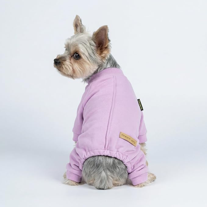 Fitwarm 2 Pack Lightweight Fleece Dog Pajamas, Warm Winter Dog Clothes for Small Dogs Boy Girl, Cozy Pet Onesie with Feet, Violet Purple, XL