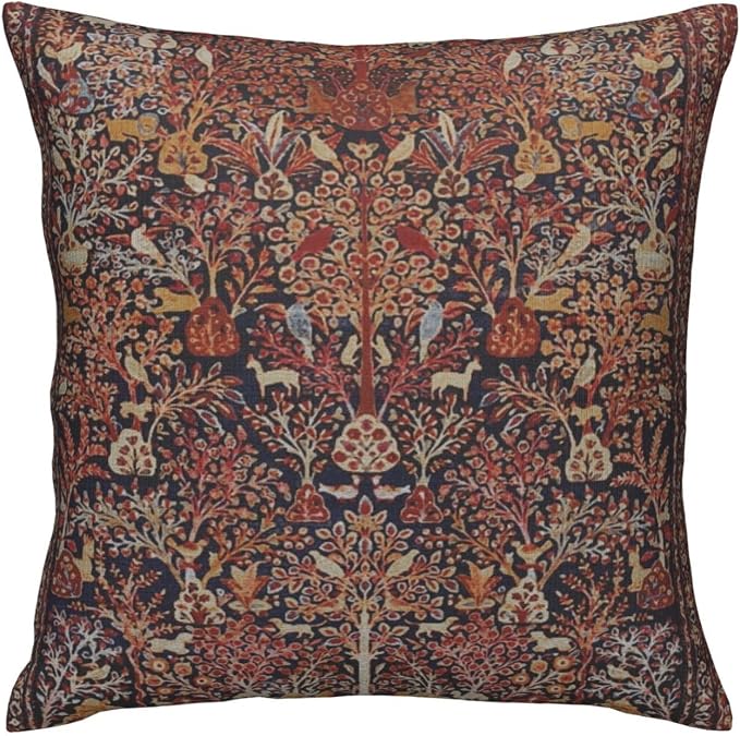 Persian Vintage Antique Carpet Nature Fine Art Pillow Covers Decorative Square Throw Pillowcase 18x18 Inch Couch Cushion Cover for Home Decor Living Room Bedroom College Dorm Bed Car Sofa