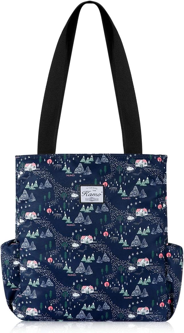 KAMO Floral Tote Bag - Waterproof Lightweight Handbags Travel Shoulder Bag for Hiking Yoga Gym Swimming Travel Beach