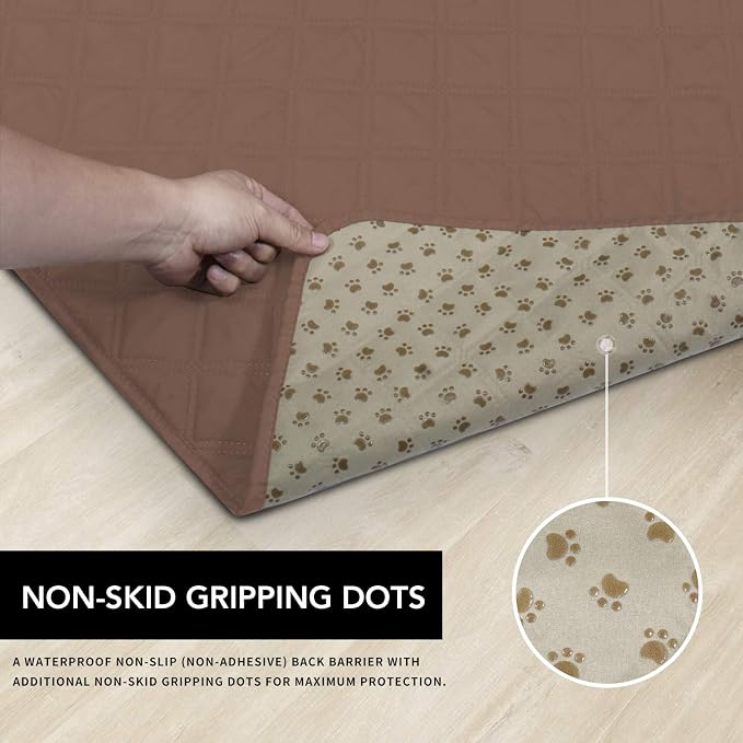 Easy-Going Waterproof Dog Bed Cover, Non-Slip Pet Blanket, 52x82in, Brown | Leakproof Couch Cover, Machine Washable Furniture Mattress Protector, Soft Sofa Mat For Dogs, Pet Friendly