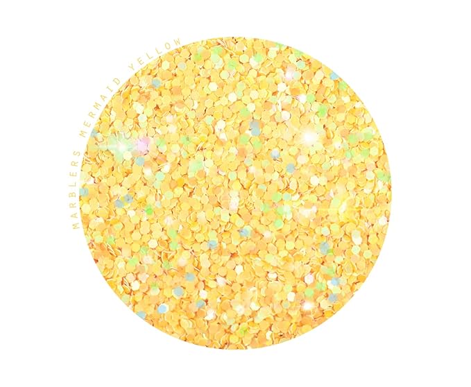 MARBLERS Mermaid Shaped Face & Body Glitter [Yellow] 0.18oz (5g) | Chunky | Chopped | Flake | Non-Toxic | Vegan | Cruelty-Free | Festival, Rave & Party Makeup | Eye, Hair, Nail Polish, Eyeshadow
