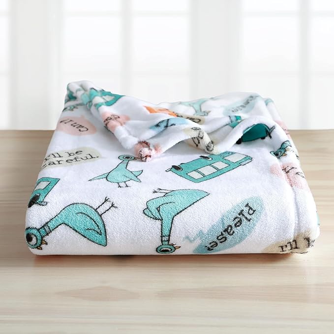 Berkshire Blanket VelvetLoft® Luxury Soft Polyester Throw Blanket, Don’t Let The Pigeon Drive The Bus, 50 x 70in(Official Mo Willems® Product)