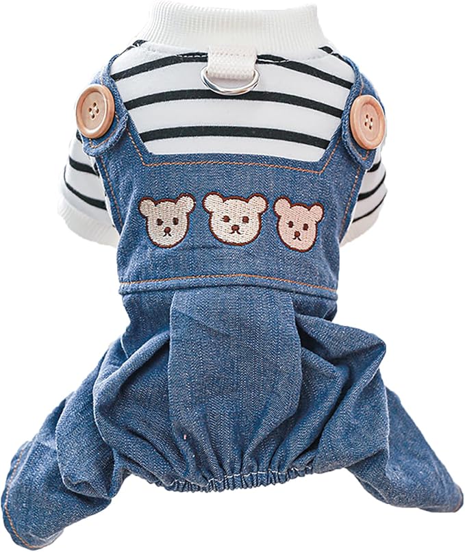 Dog Stylish Overalls Comfortable Puppy One Piece Outfits Summer Bib Overalls for Small Dogs Cute Pet Jumpsuit Onesie Chihuahua Yorkies Birthday Holiday Clothes Costume