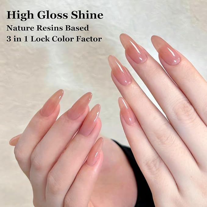 NovaCharm Sheer Nail Polish Nude - Fast Drying Neutral Nail Polish Quick Dry - Long lasting Jelly Nail Varnish High Coverage - Water Based Natural Nail Gel No Required UV/LED Lamp