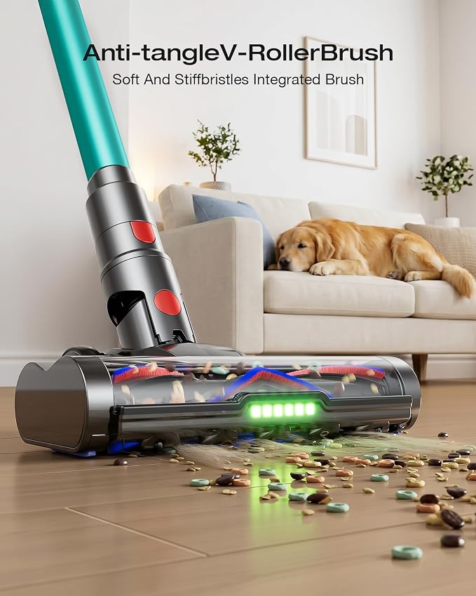 Cordless Vacuum Cleaner, 60Kpa 650W Stick Vacuum with Hurricane Mode, 70-Min Runtime, Anti-Tangle Brush, Self-Standing, LED Display, Cordless Vacuum for Pet Hair, Carpet & Hard Floor, car