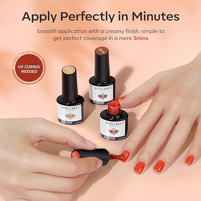 modelones Gel Nail Polish Set, 6 Colors White Nude Brown Orange Jelly Gel Polish Tortoise Burgundy Wine Red Neutral Translucent Nail Art Gel Soak Off LED Lamp Manicure Salon DIY Girl Women Gift