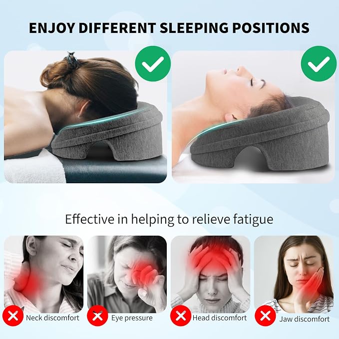 VVB Massage Pillow Face Down, Massage Headrest for Bed, BBL Pillow After Surgery Post Eye Surgery Recovery & Vitrectomy Recovery for Massage Tables, Piercing Pillows Removable Cover Black