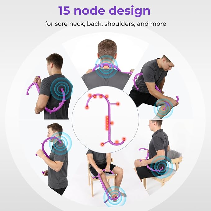 Detachable Trigger Point Massage Cane, Button-Release Design Massage Hook for Back, Neck & Shoulder Pain Relief, Pressure Point Massage Tool for Muscle Recovery (Large, Pink)