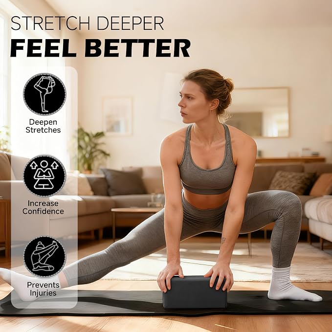 Leikefitness Yoga Blocks 2 Pack,Lightweight-High Density Eva Foam Soft Non-Slip for Yoga, Pilates, Meditation 9"×6"×3"