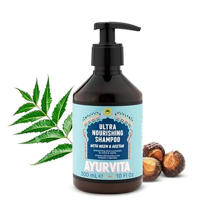 Nourishing Shampoo for Women & Men - Neem & Reetha Natural Ayurvedic Hair Care - Anti Dandruff Gentle Daily Growth Formula - Healthy Scalp Strong Roots - Moisturizing & Strengthening - 10 Oz